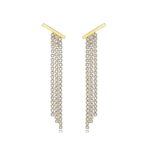 Gold-Tone Crystal Drop Earrings - Picture 1 of 6